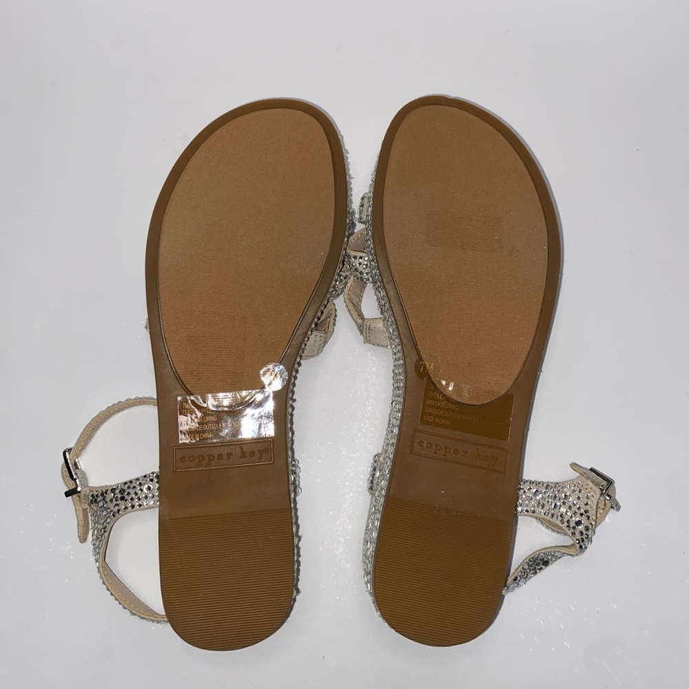 Copper Key Silver Rhinestone Platform Sandals Siz… - image 8